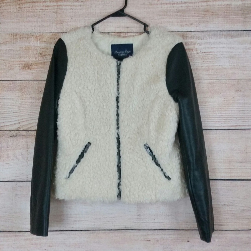 Vegan Faux-Leather Bomber Jacket